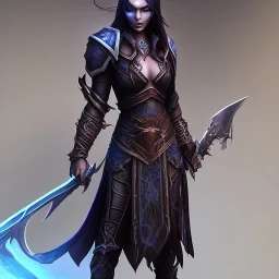 night elf assassin black leather gray skin