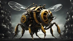 A mechanical bee, futuristic, cogs visible, dark fantasy, conceptual art