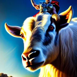 Ultra detailed fullbody Portrait in oil on canvas of Thor with asgardian armor riding a Giant Goat,extremely detailed digital painting, extremely detailed face,crystal clear eyes, mystical colors ,perfectly centered image, perfect composition, rim light, beautiful lighting,masterpiece,8k, stunning scene, raytracing, anatomically correct, in the style of Steve Jung and robert e howard and Wizyakuza and Ohrai Noriyoshi and Simon Bisley and uncannyknack.