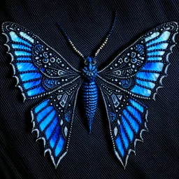 metal gothic blue moth wings