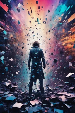 this is total chaos [Shattered high res photo by multiple contrasts psychedelic pixels , distorted colours, double exposed] good omen for angels and demons