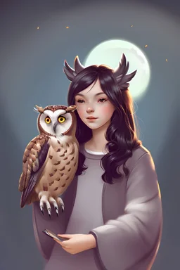 girl with an owl