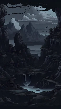 dark, gloomy and detailed landscape inspired by chrono trigger
