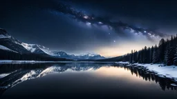 Santa Claus is coming ,,dark sky,stars,,reflections snow,