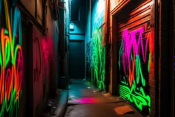 Alleyway spray paint graffiti tags called wynter online with neon palette