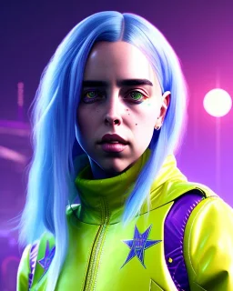 Billie Eilish, in stockings, cyberpunk2077