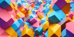 3D colorful geometric installation, simplistic, studio lighting, C4D, 16k, Behance, Artstation, centered, top down camera, vibrant