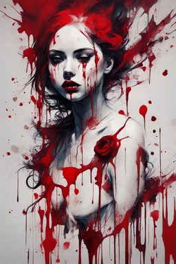 Abstract art girl and blood