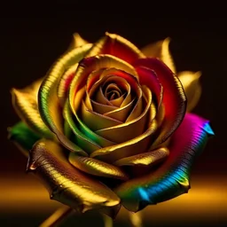 Create colour rainbow rose dark gold background