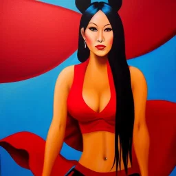 Full body portrait, painting, medium shot lady style of Wendy Red Star