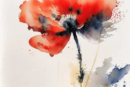 abstract watercolour poppy in the style of jean haines
