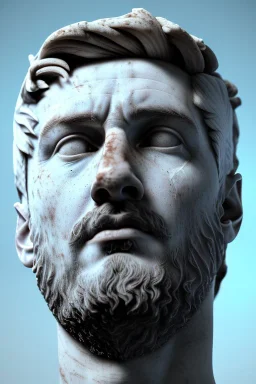 Ultra Realistic image, roman sculpture, luxury white marble material, Lionel Messi, leaves Laurel crown, miguel angel style, chisel style, emperador, waist up portrait, epic, celestial, cinematic lighting, God light, god rays, 4k resolution, smooth details, ornate details, soft lighting, unreal engine 5, sky background.