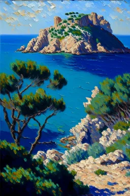 Ibiza landscape oil painting, detailed Claude Monet, detailed