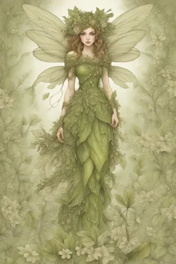 Forest fairy with textured leaves and floral armour