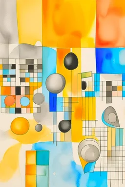 abstract watercolour by barbara hepworth and paul klee in gold and grey