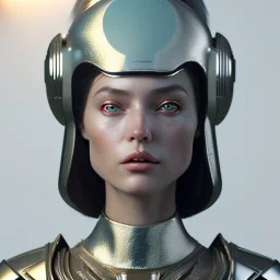 woman, rounded face, silver, round helmet, decorative color feathers, retro futuristic, latex coat, soft color, highly detailed, art stations, concept art, smooth, unreal engine 5, god rays, ray tracing, RTX, lumen lighting, ultra detail, volumetric lighting, 3d, finely drawn, high definition, high resolution.