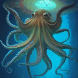 holographic octopus in an underwater cerulean ocean, artwork, Flickr, 8 k, detailed matte, fine-detailed, high-quality, in the style of George Grie, Anne Dittman, Anne Stokes, Lisa Parker, Selina French, alphonse mucha