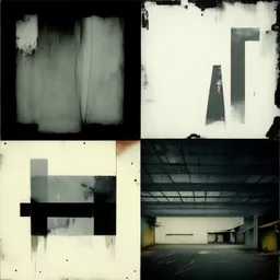 Minimal contemporary oil paintings of concrete walled carpark covered in typography graphic. In the style of Justin Mortimer and Francis Bacon.