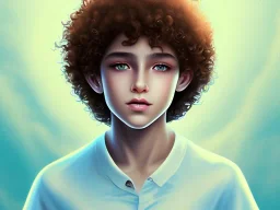 beautiful 12 year old arabic boy with curly hair and light blue eyes