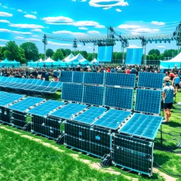 solar panels in a music festival