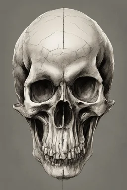 human skull, forward facing, centered, in the style of gulf oil