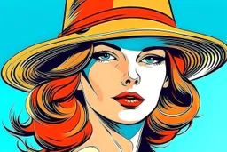 beautiful woman in hat in pop art style vector