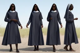 4 suore africane con tunica grigia figura intera sorrisi