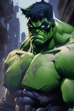 the hulk, in the style of batman ninja, anime, depth of field, nvidia graphics