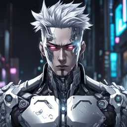 silver skinned anime man cyberpunk