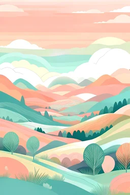 Illustration of landscape pastel colours