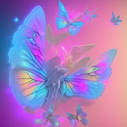 luminous pastel colors, butterfly