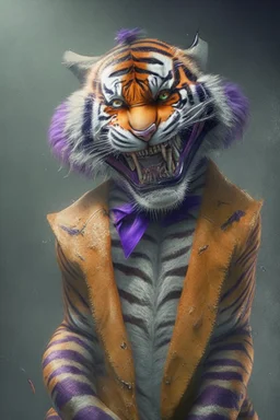 A picture of a cute tiger in the form of a joker, a professional, high JPEG image