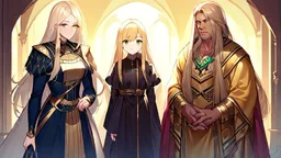 A woman who had green eyes and long blond hair that she wore in elaborate coiffures. Being known as someone at the height of fashion, prior to her disappearance, she favored wearing green and golden outfits to match her physical features.