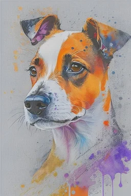 Abstract wet watercolour, portrait of a jack russell