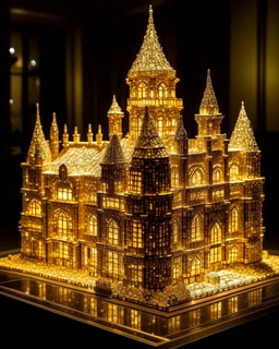 A gold glowing casino themed castle designed in ancient Roman mosaics