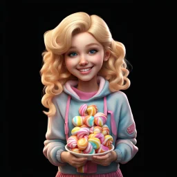 candy girl teenager, 3d, smiling, blonde hair