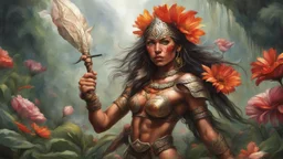 Amazon Warrior Woman, flower