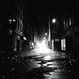 dirty back streetsbright abstract particles waves length sonic capacity black and white cube