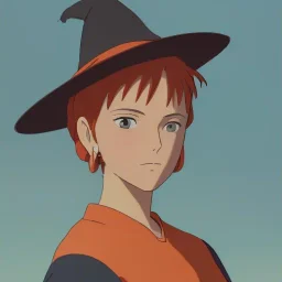 matte painting, color scheme brown and orange ,a beautiful portrait of a witch girl with a witch hat , orange short hair ,brown and orange dress, artstation, concept art, sharp focus, art by tom bagshaw, kelogsloops and greg rutkowski,