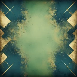 Hyper Realistic Green, Navy-Blue & Golden Abstract Retro Grunge-Frame-Texture