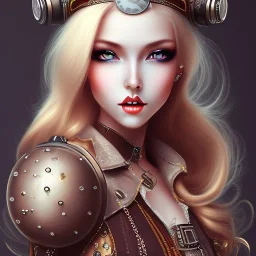 steampunk blonde girl, sexy, deep tone