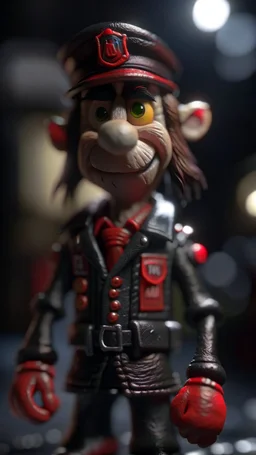 postman pat as black metal rocker, shot on Hasselblad h6d-400c, zeiss prime lens, bokeh like f/0.8, tilt-shift lens 8k, high detail, smooth render, down-light, unreal engine, prize winning