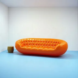 1970s, sofa into à large orange egg in plastic