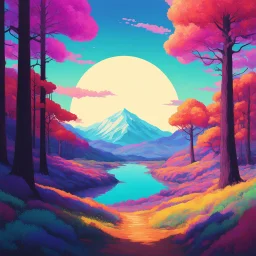 [psychedelic pixel illustration by Andrew MacLean with Kupka's colour palette] realistic photo 8k of the one, in the middle of nowhere