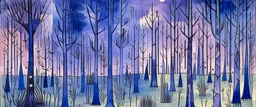 A violet haunted forest with lightning elemental beetles painted by Paul Klee