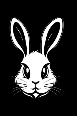 The logo for a store is a white rabbit with a black background, cartoon