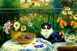 Two cats on a terrace. Auguste Renoir. Perfekt eyes with perfect iris.