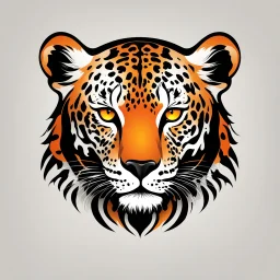 Logo. Orange, black and white palette Leopard in artistic style