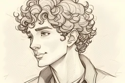 a guy with curly and short hair: Pencil sketch