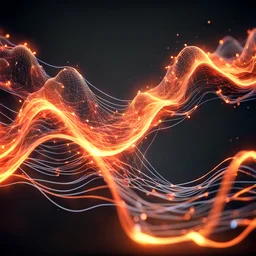 Musical Wave , Sound Wave, On Fire network lines , Realistic 3D Render, Macro, mesh, wave network, geometric, Nikon Macro Shot, Kinetic, Fractal, Light Led Points, Generative, Neural, Computer Network, Connections, On Fire Strings,